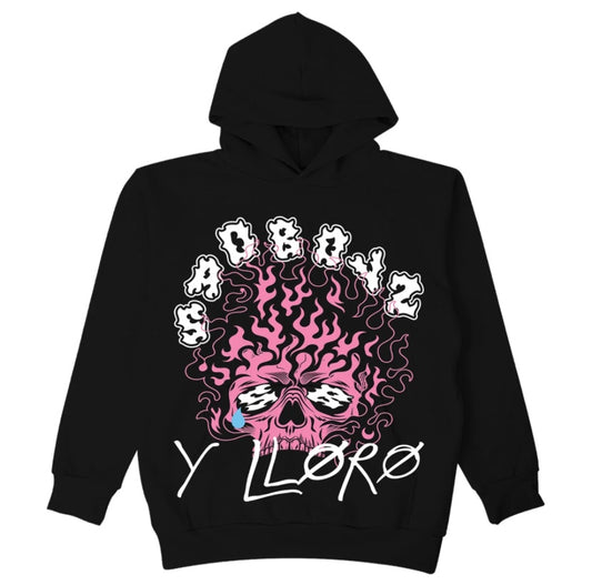 SUDADERA CON CAPUCHA Y LLORO - NEGRO