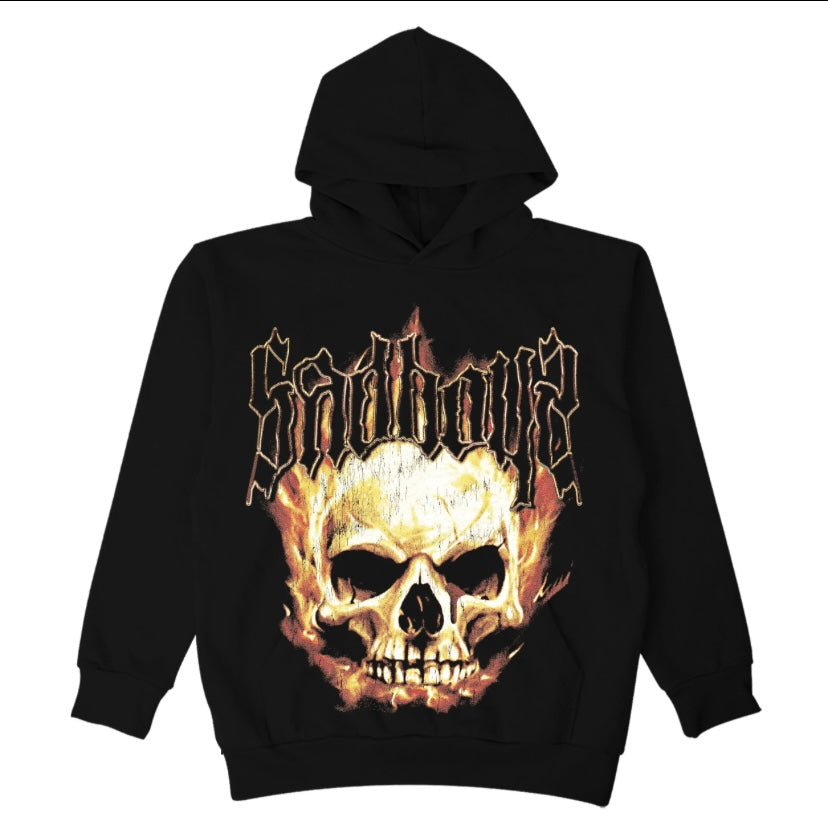 SUDADERA CON CAPUCHA SB SKULL - NEGRO