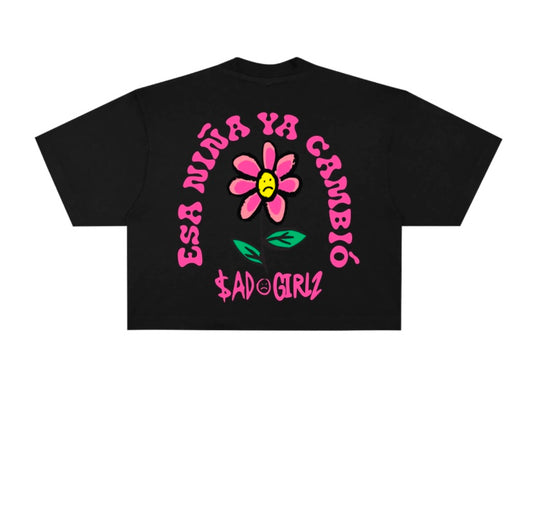 CAMISETA CORTA SADGIRLZ - NEGRO