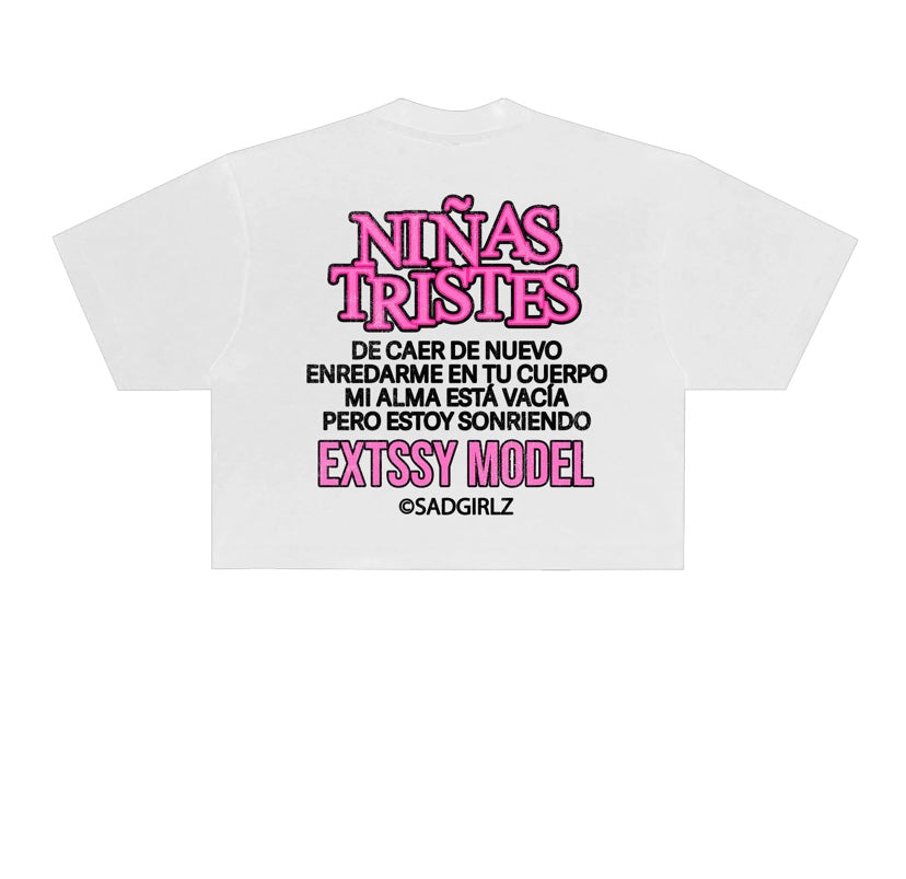 CAMISETA DE NIÑAS TRISTES CROP - BLANCA