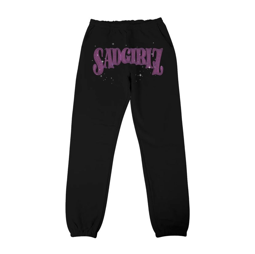 PANTALÓN DE DIAMANTES DE IMITACIÓN SADGIRLZ - NEGRO