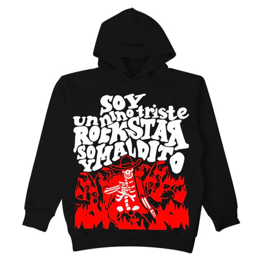 SUDADERA CON CAPUCHA SOY MALDITO - NEGRO